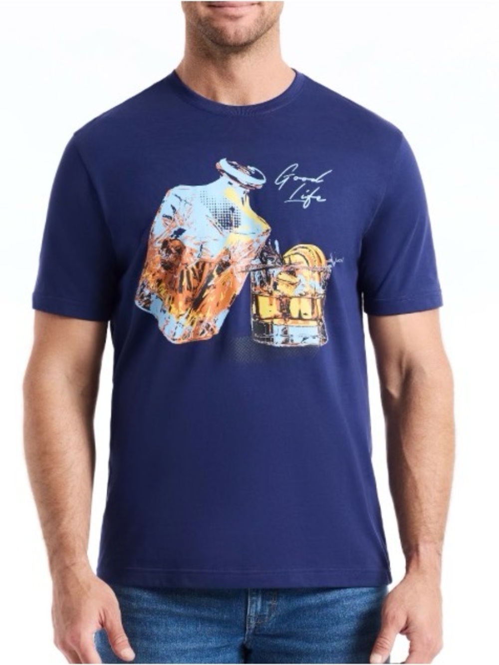 Nwot Robert graham Men's Navy Graphic 'Good Life' Crewneck T-Shirt decanted
